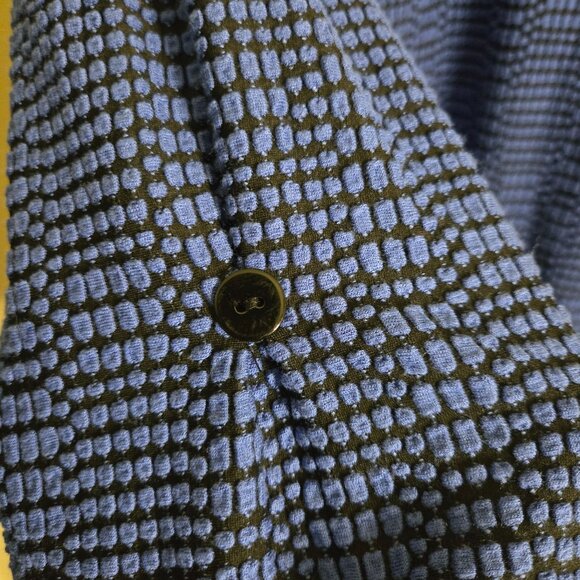 Habitat Black Blue Textured Wise 3/4 Sleeve Button Detail Lagonlook Top Size XL - Picture 4 of 6